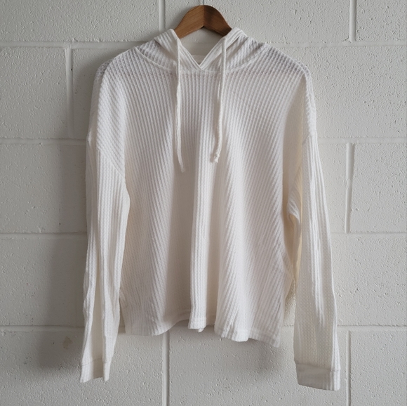 Sweaters - Cozy Waffle Oversized Cream Hoodie